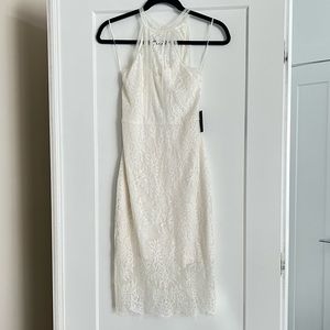 White floral lace midi dress